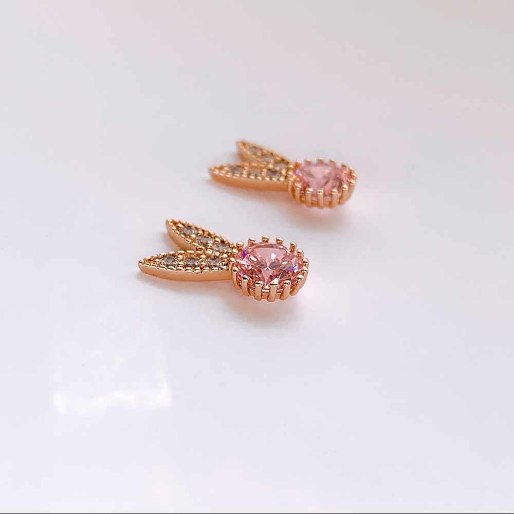 Crystal Ear Stud Earrings Bunny Ear Studs LAST 1 - Picture 2 of 5